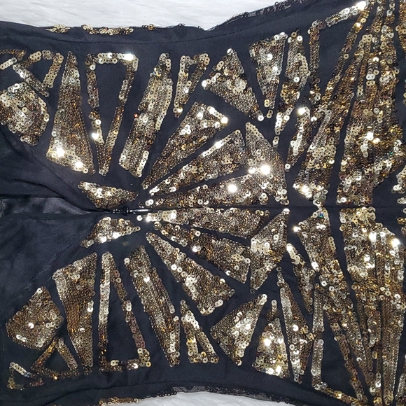 bebe black with gold sequin mini dress - Picture 7 of 10